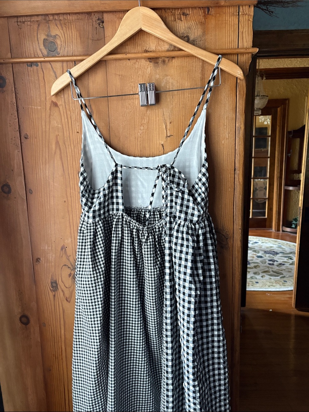 Mod Ref Black and White Gingham Sundress with Braided Straps - Picture 2 of 4